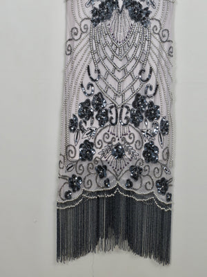 Vintage 1920s Style Grey & Mauve Beaded Dress