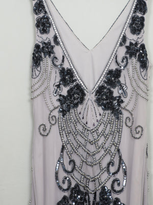 Vintage 1920s Style Grey & Mauve Beaded Dress