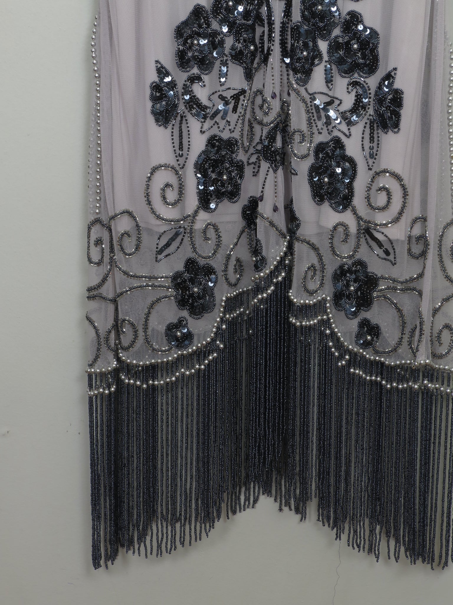 Vintage 1920s Style Grey & Mauve Beaded Dress - The Harlequin