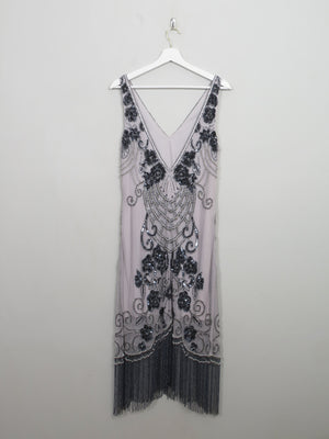 Vintage 1920s Style Grey & Mauve Beaded Dress