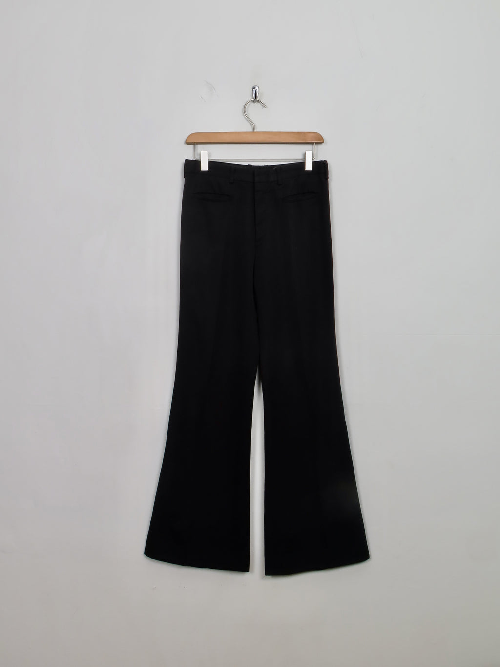 Vintage Black Wool Flared Trousers 27" W