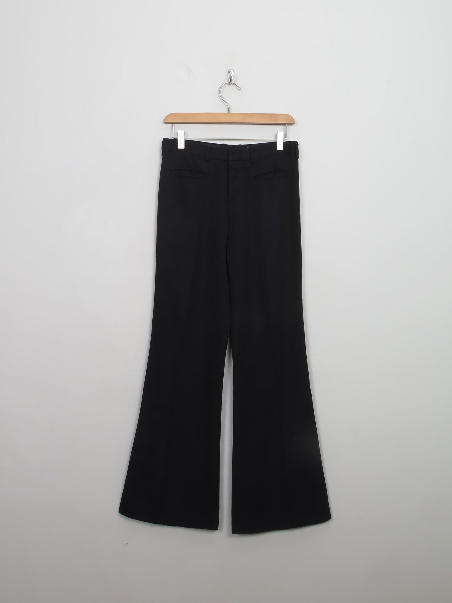 Vintage Black Wool Flared Trousers 27" W