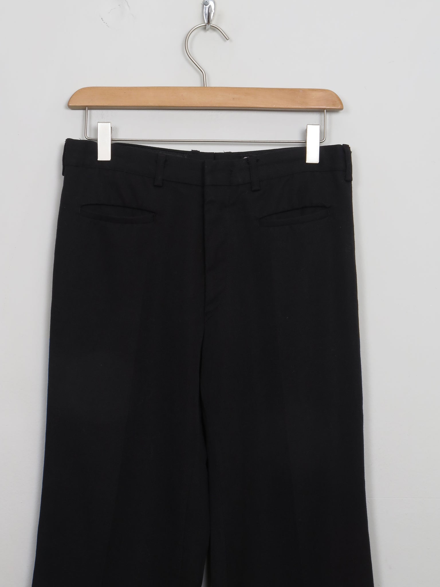 Vintage Black Wool Flared Trousers 27" W