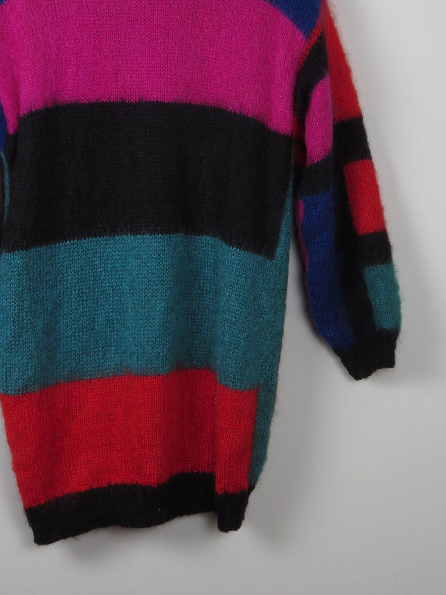 Women's Vintage Mohair Long Colourful Cardigan S/M - The Harlequin