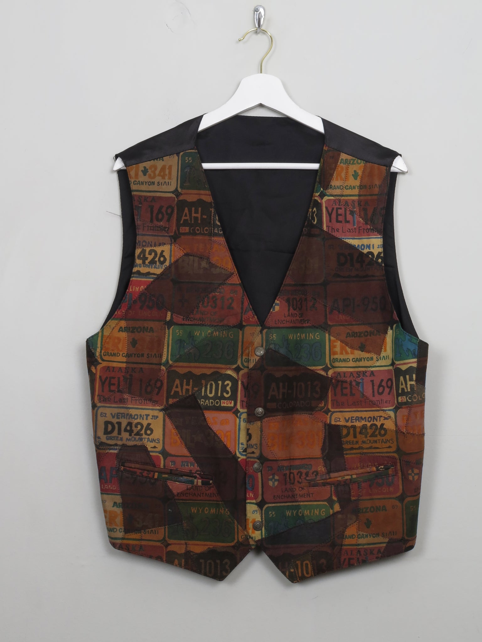 Vintage Men's Printed Suede Waistcoat  L - The Harlequin