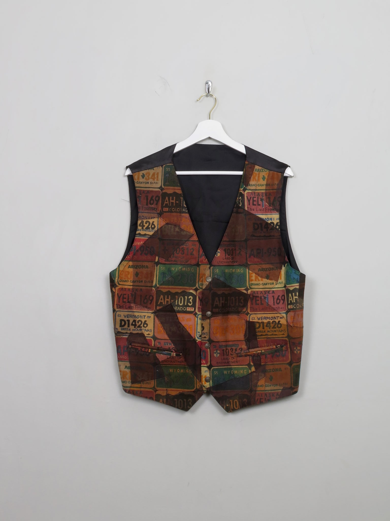 Vintage Men's Printed Suede Waistcoat  L - The Harlequin