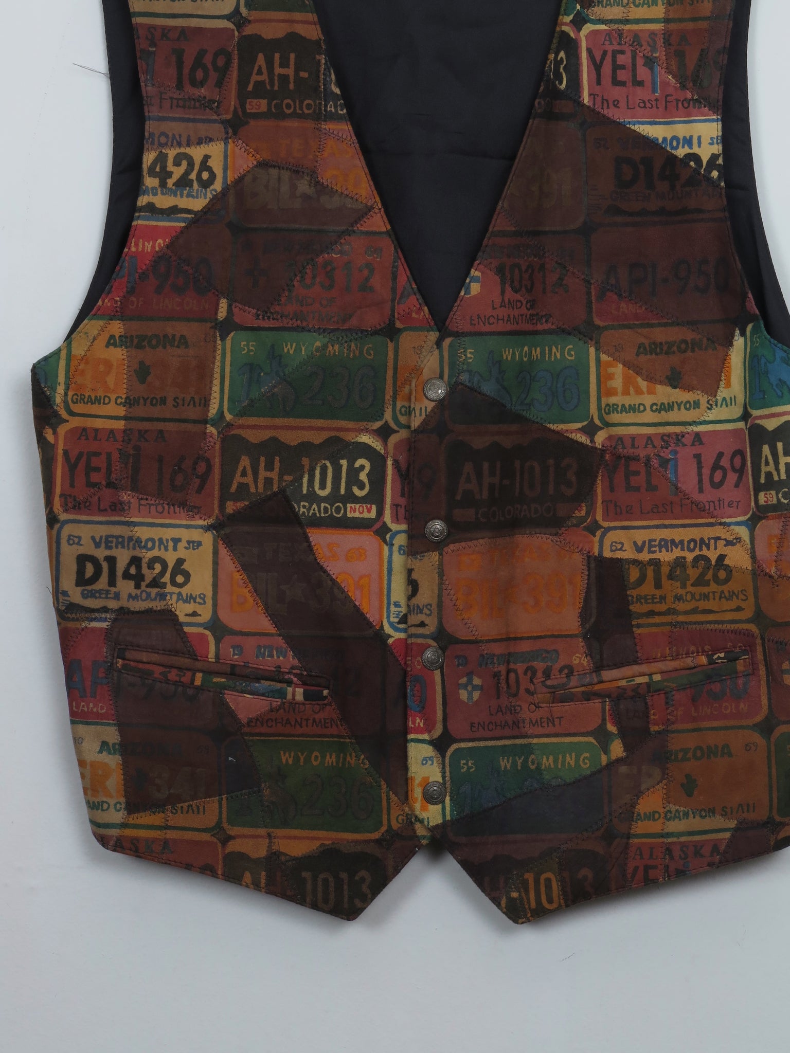 Vintage Men's Printed Suede Waistcoat  L