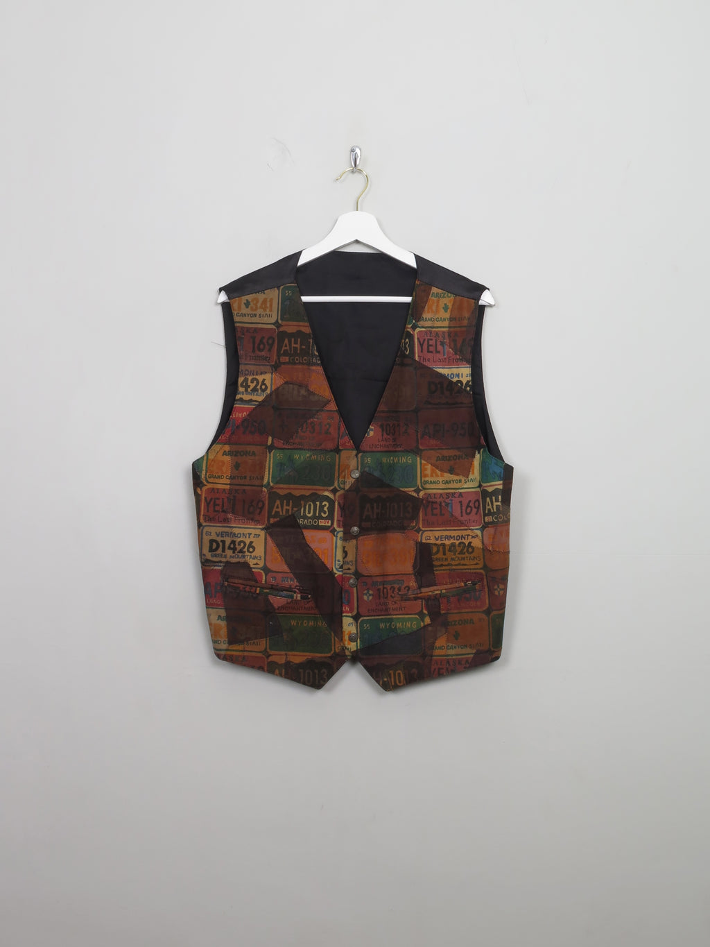 Vintage Men's Printed Suede Waistcoat  L - The Harlequin