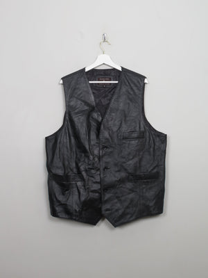 Men's Vintage Black Leather Waistcoat XL - The Harlequin