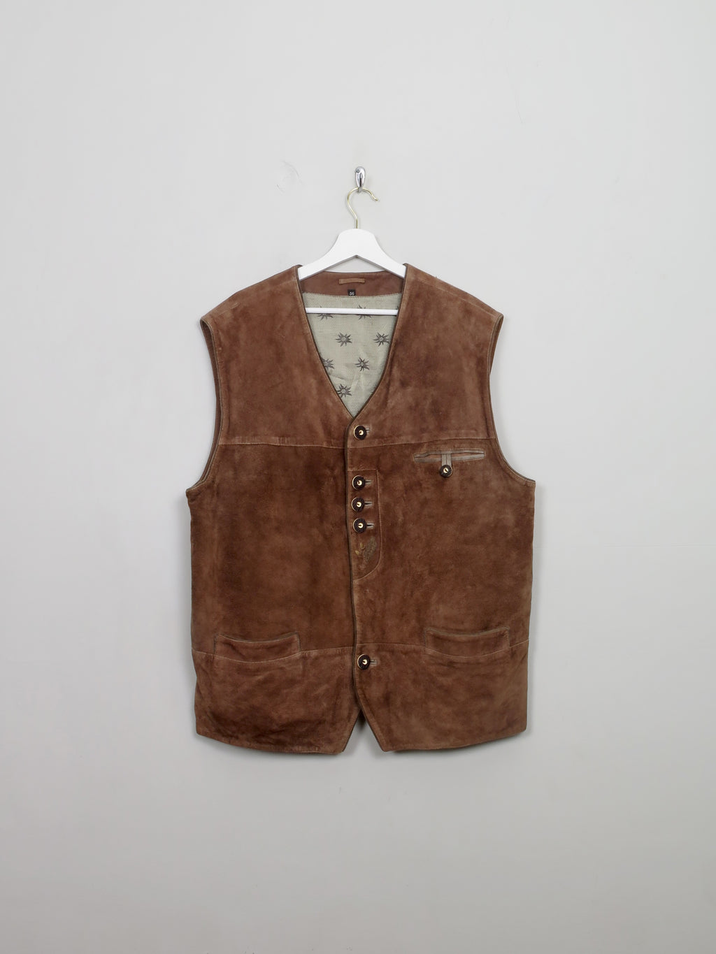 Men's Vintage Suede Austrian Waistcoat XL - The Harlequin