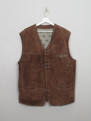 Men's Vintage Suede Austrian Waistcoat XL - The Harlequin