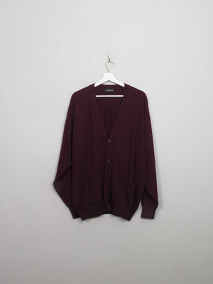 Men's Vintage Burgundy Wool Cardigan L