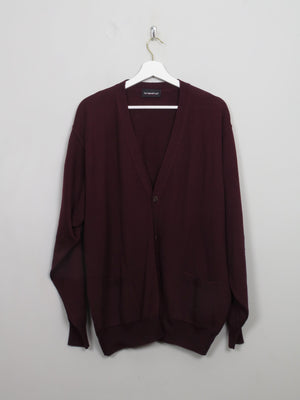 Men's Vintage Burgundy Wool Cardigan L