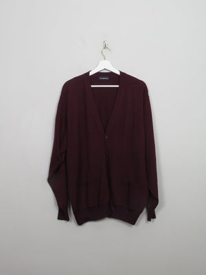 Men's Vintage Burgundy Wool Cardigan L