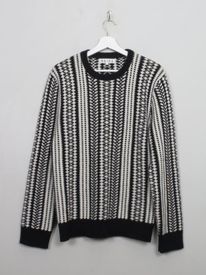 Men's Black & Cream Reiss Patterned Jumper L