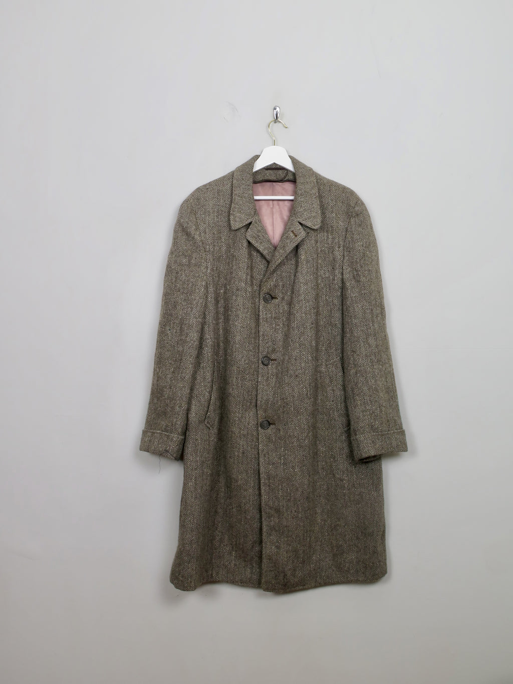 Men's Vintage Green Tweed Coat L - The Harlequin