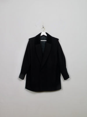 Women's Vintage Short Black Wool Coat M