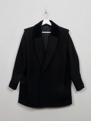 Women's Vintage Short Black Wool Coat M