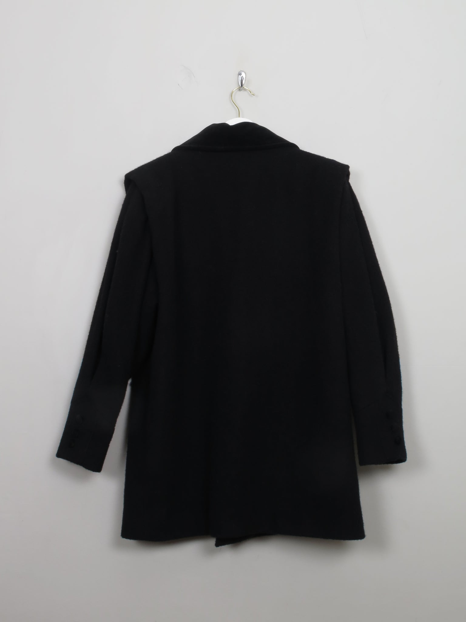 Women's Vintage Short Black Wool Coat M