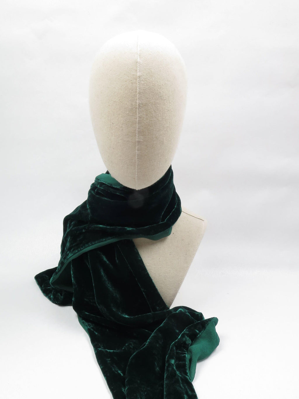Vintage Green Silk Velvet Scarf - The Harlequin