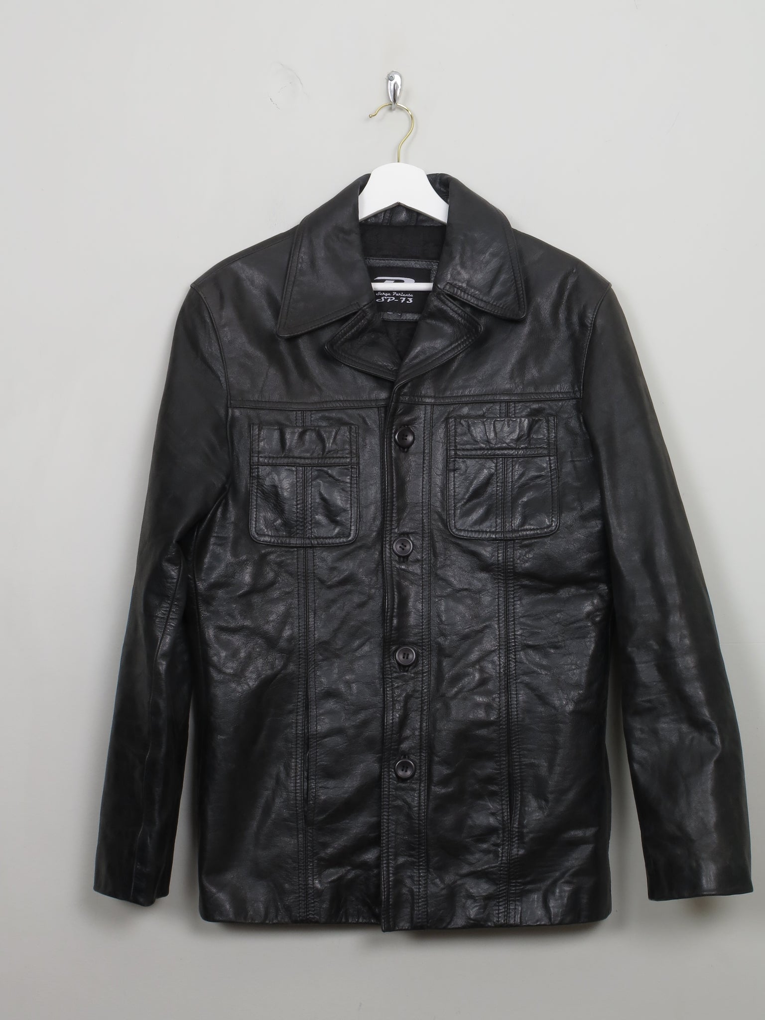 Men's Vintage Black Leather Jacket S/M