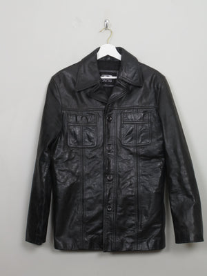 Men's Vintage Black Leather Jacket S/M - The Harlequin