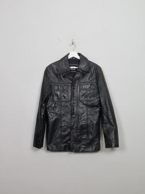 Men's Vintage Black Leather Jacket S/M - The Harlequin