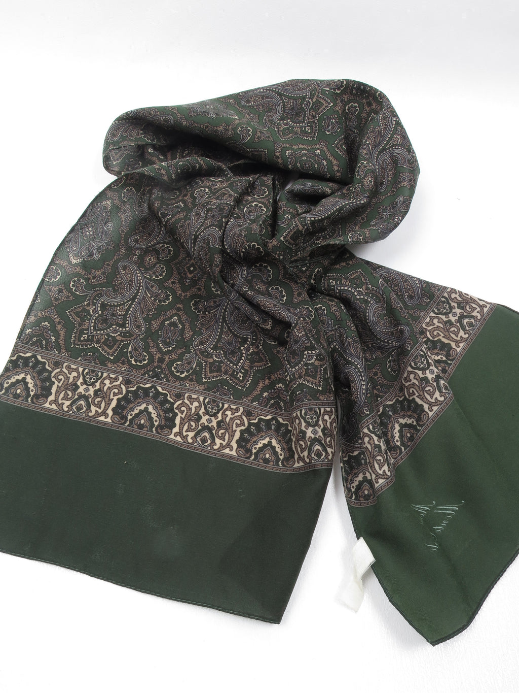 Men's Vintage Green Printed Scarf - The Harlequin