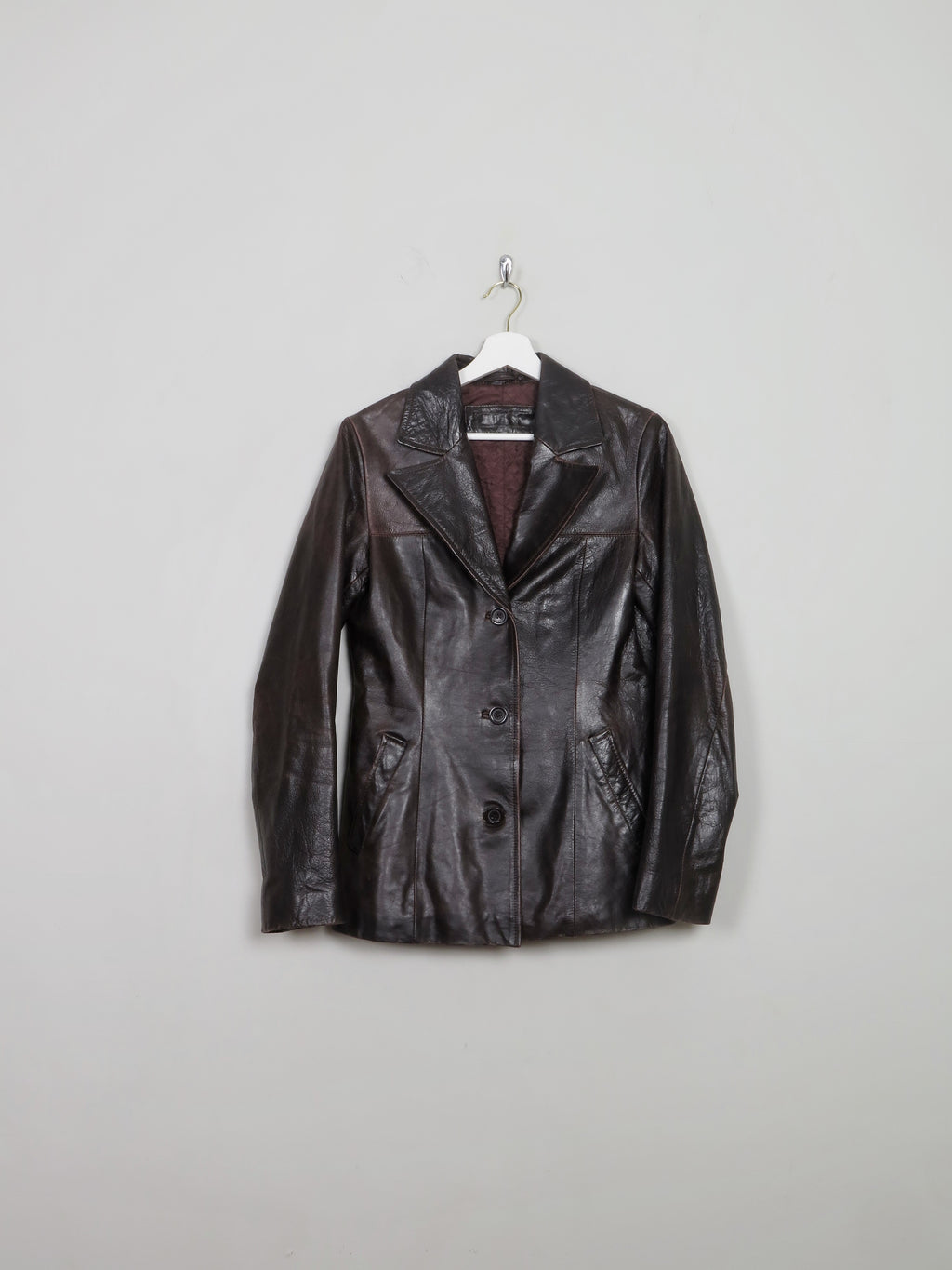 Women's Vintage Brown Leather Jacket S - The Harlequin