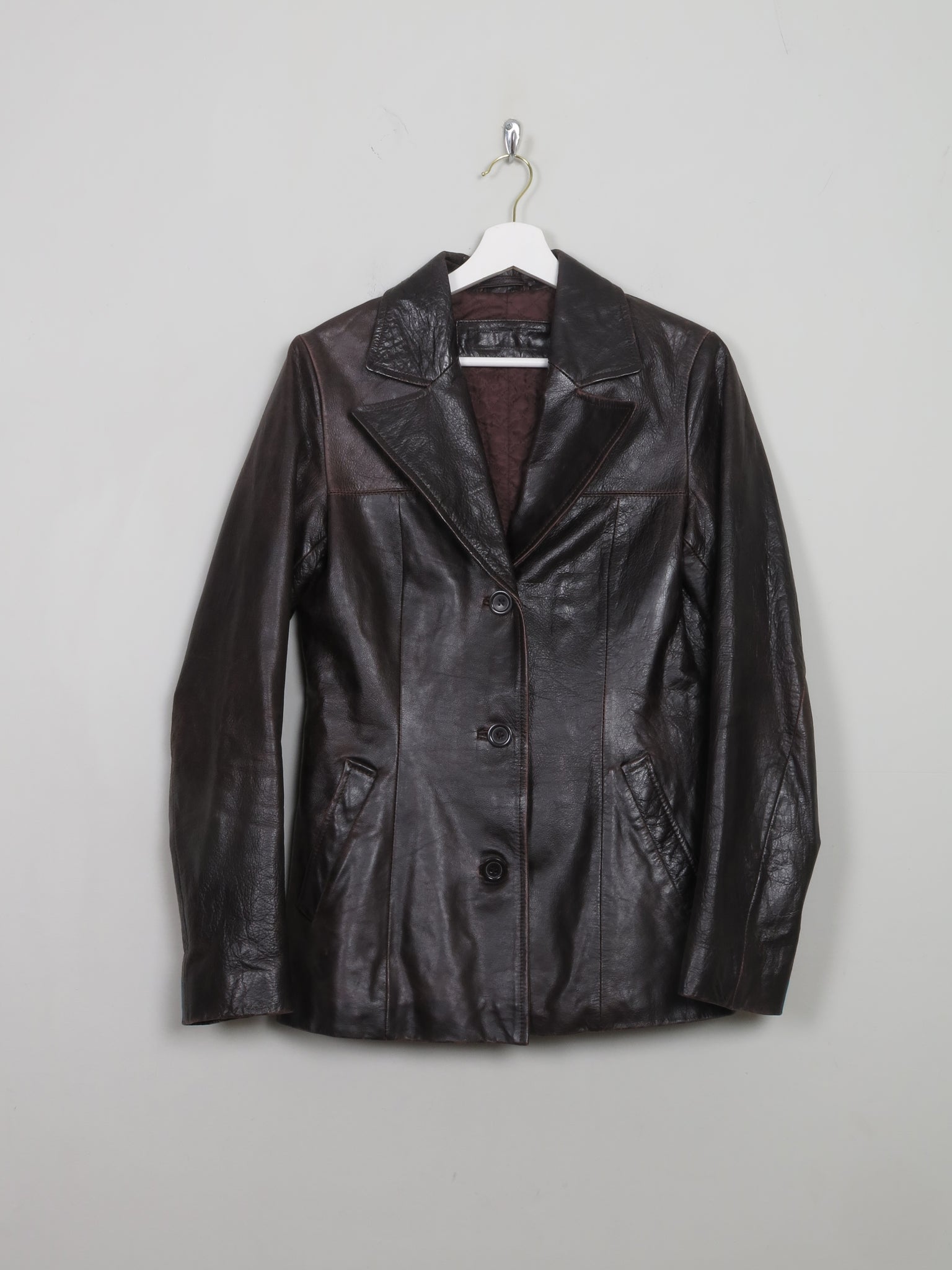 Women's Vintage Brown Leather Jacket S - The Harlequin