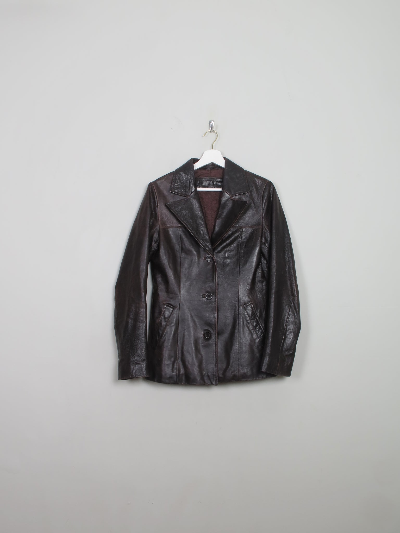 Women's Vintage Brown Leather Jacket S - The Harlequin