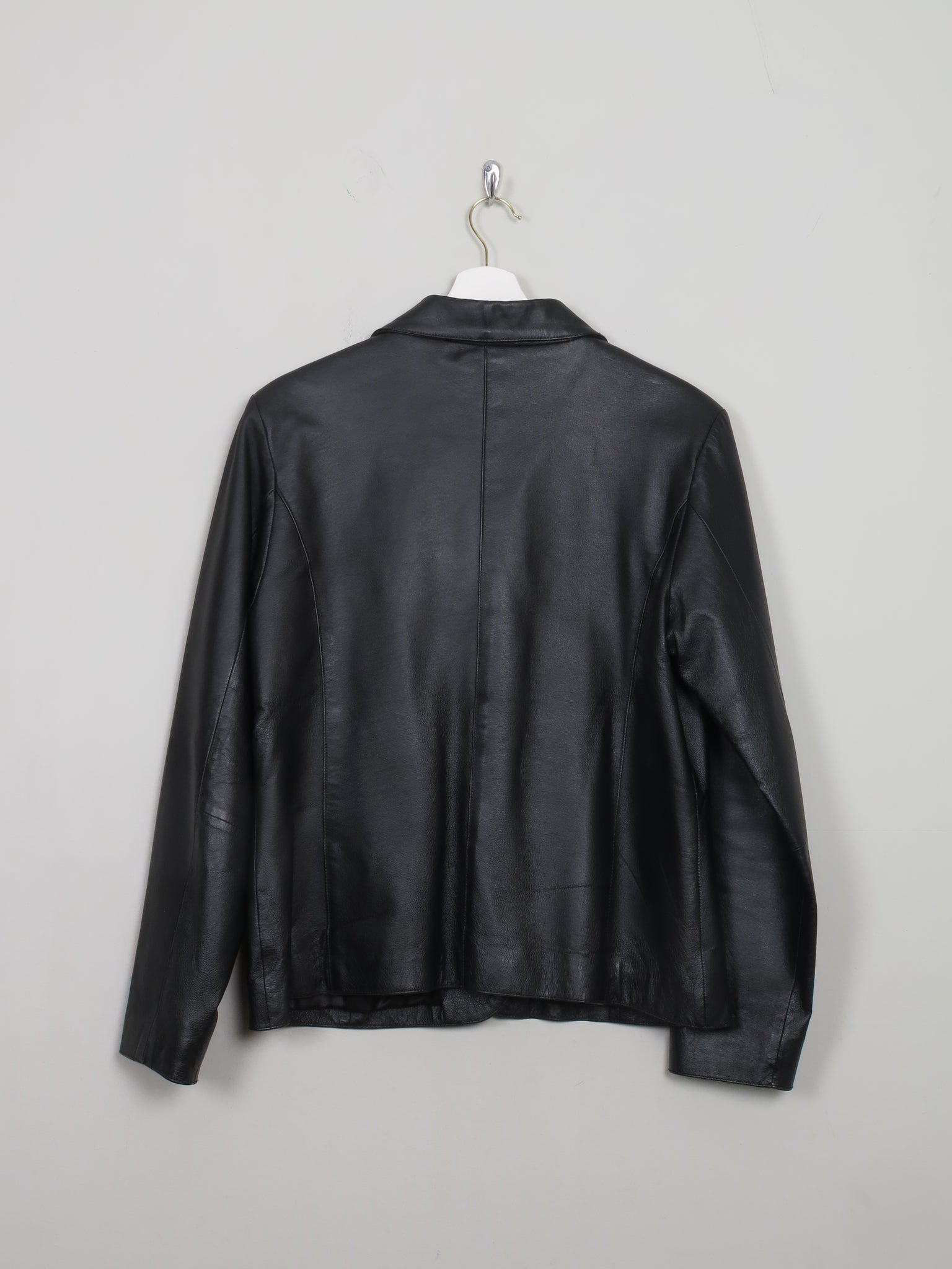 Women's Vintage Black Leather Jacket M - The Harlequin