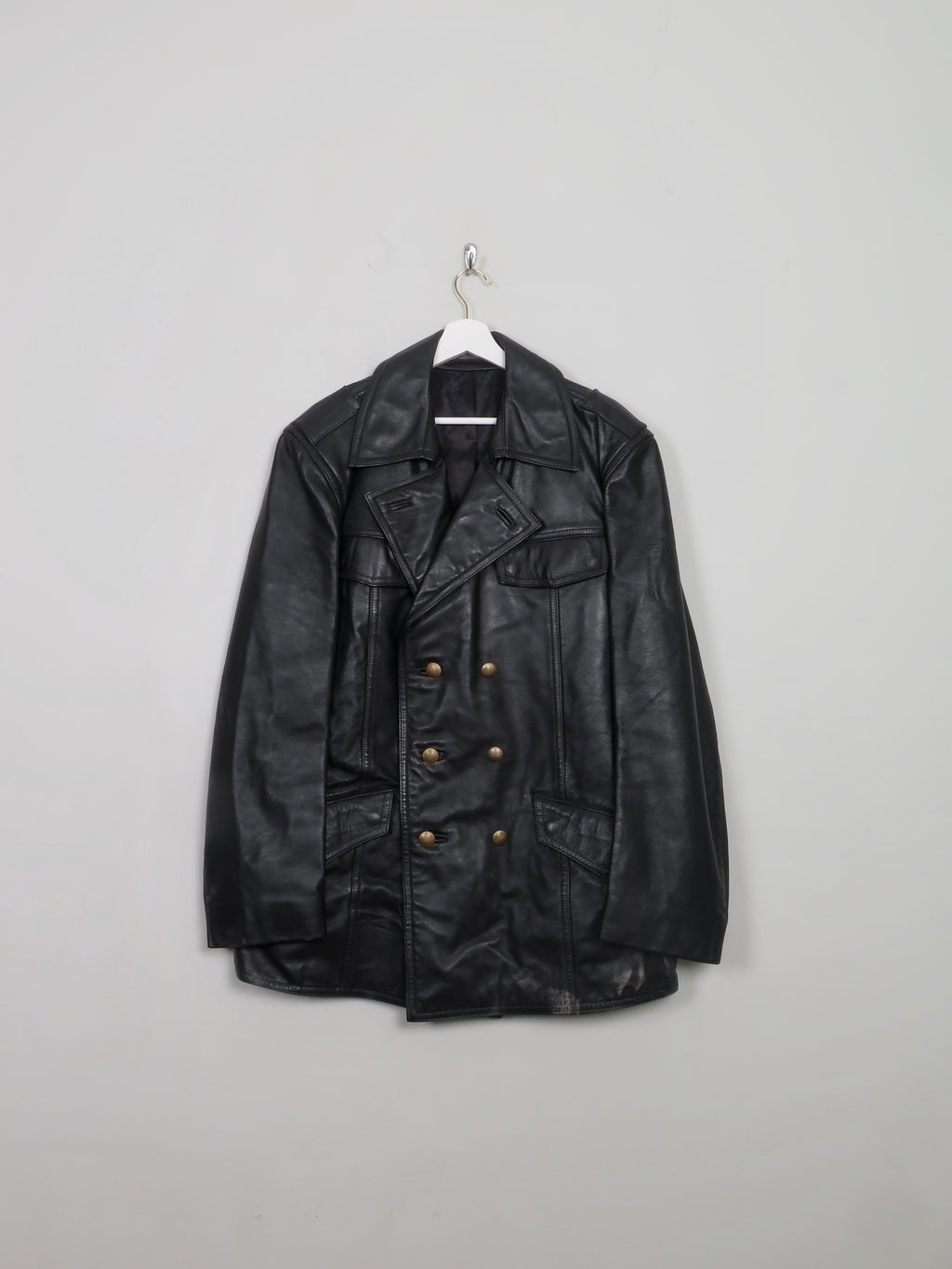 Men's Vintage Leather Police Jacket 44"/L - The Harlequin