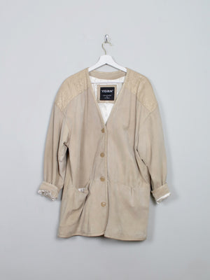 Women's Vintage Beige Suede Jacket L - The Harlequin