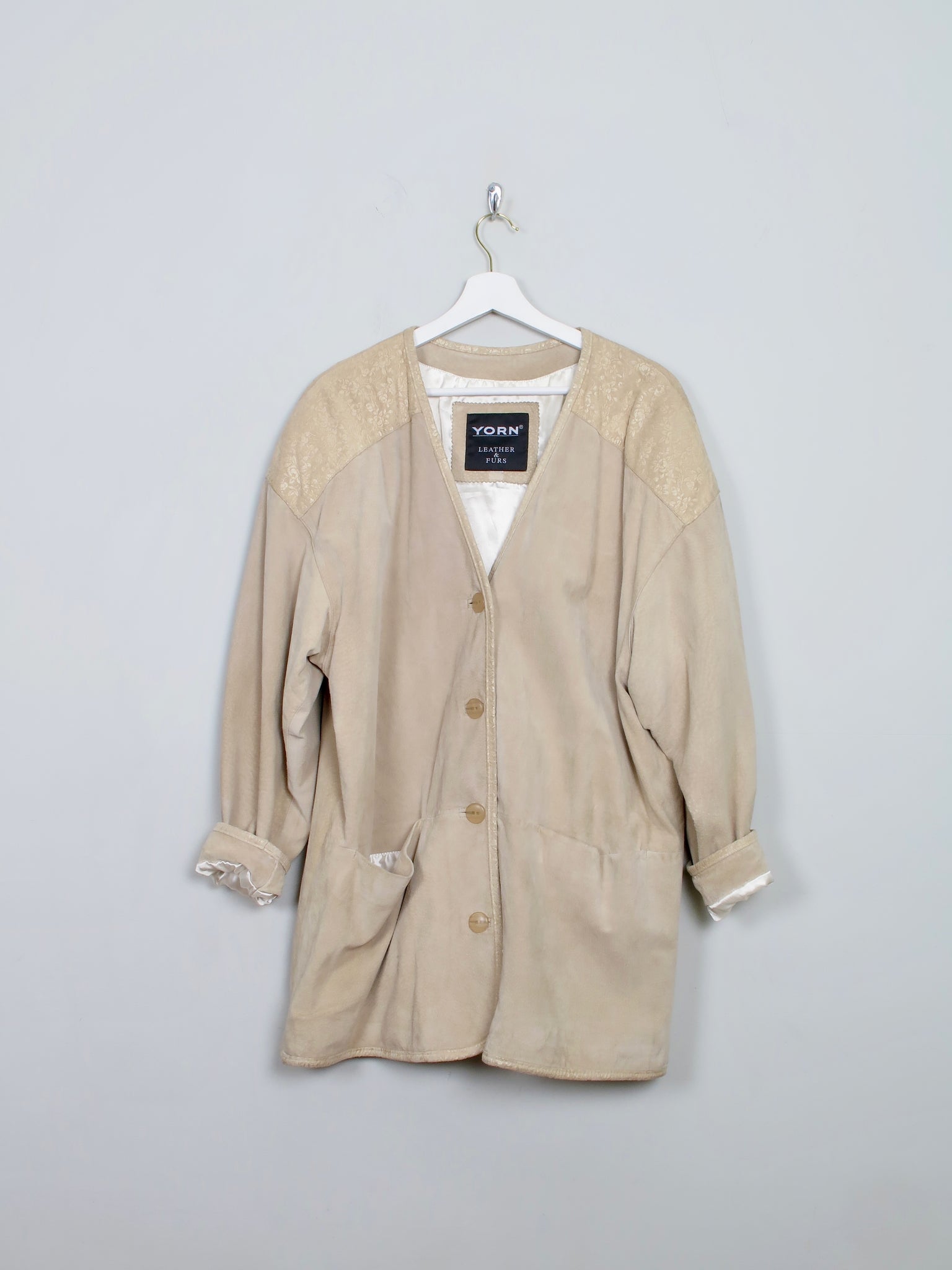 Women's Vintage Beige Suede Jacket L - The Harlequin