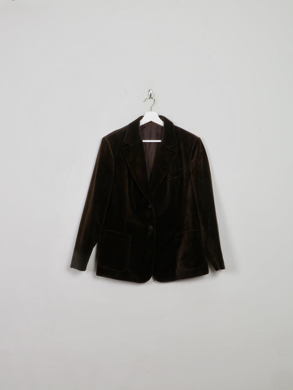 Women's Vintage Brown Velvet Jacket L - The Harlequin