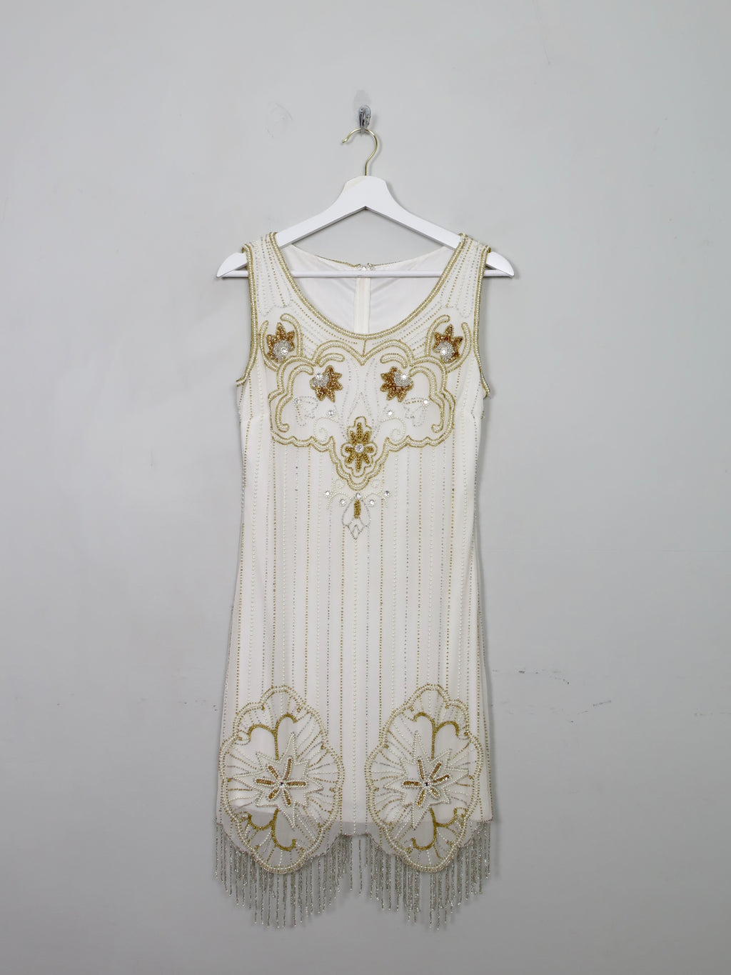 blue dress for baby girl 1920s White Beaded Sequin Stella Flapper Dress