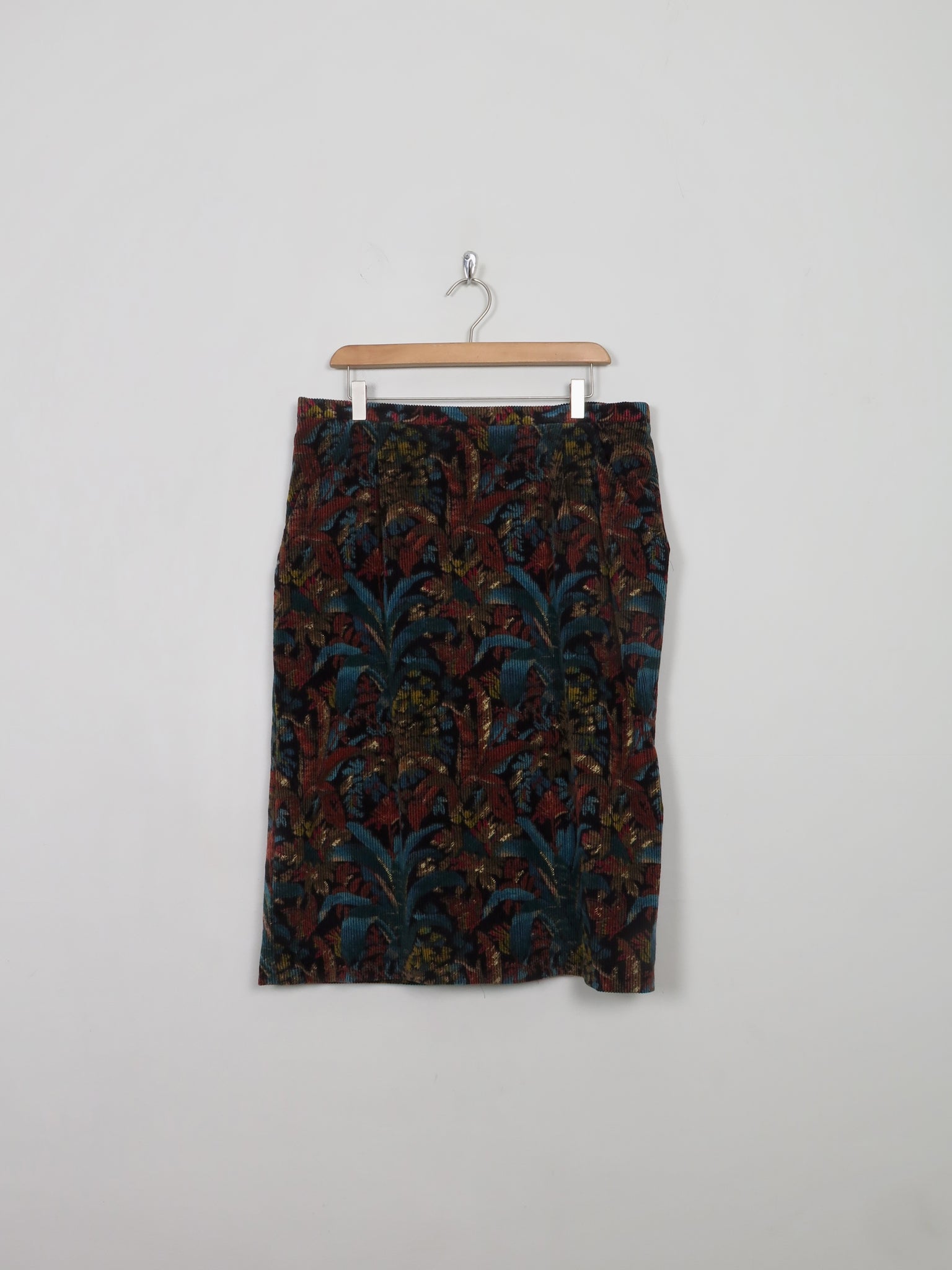 Vintage Printed Corduroy Midi Skirt 34" - The Harlequin