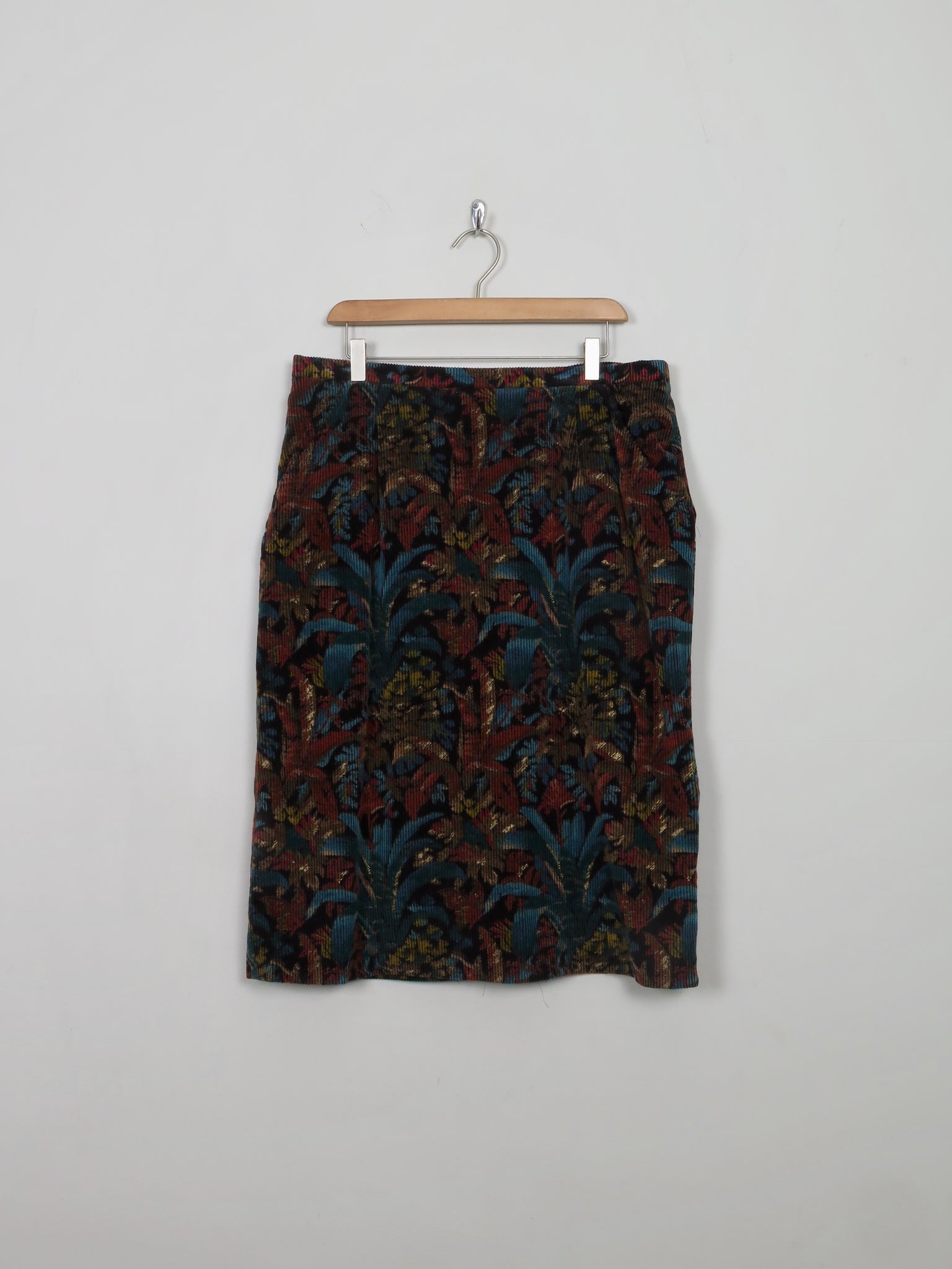 Vintage Printed Corduroy Midi Skirt 34" - The Harlequin
