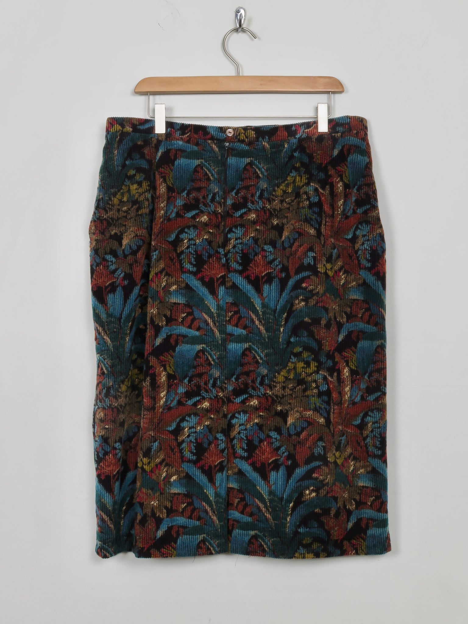 Vintage Printed Corduroy Midi Skirt 34" - The Harlequin