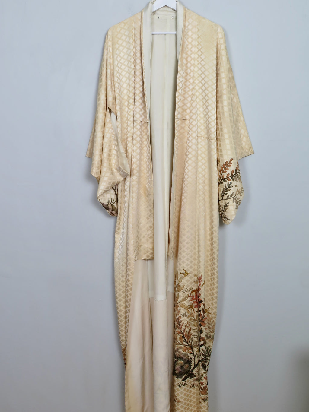 Women's Vintage Silk Hand Printed Kimono S/M - The Harlequin