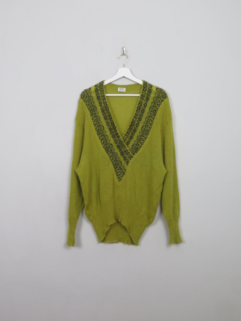 Women's Vintage Green Mohair Jumper L - The Harlequin