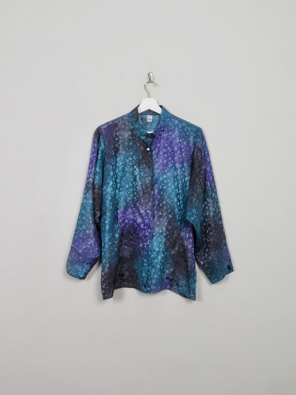 Women's Vintage Blue Printed Blouse L - The Harlequin