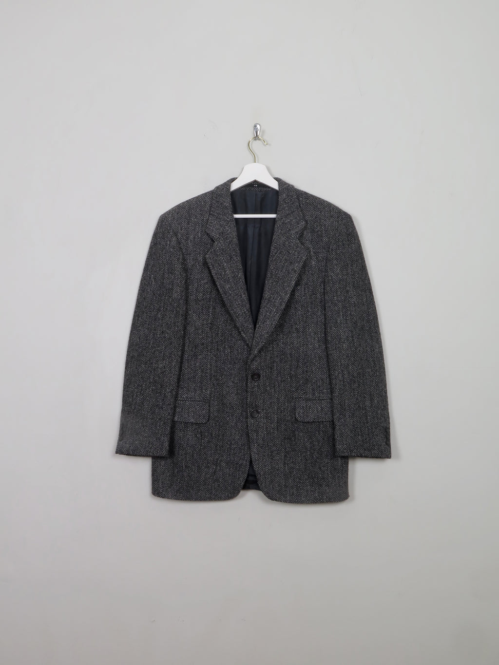 Men's Vintage Black & Grey Tweed Jacket S/38" - The Harlequin