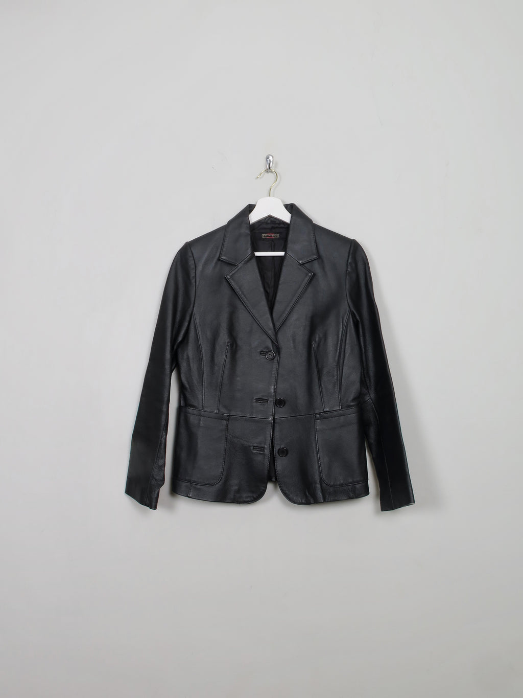 Women's Vintage Black Leather Fitted Jacket S - The Harlequin