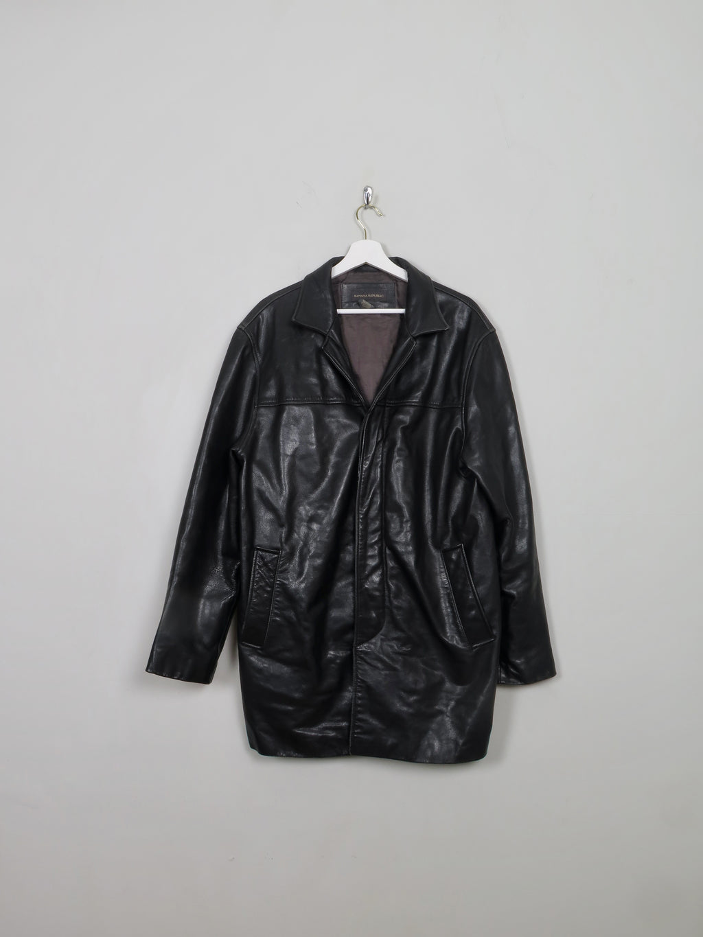 Men's Vintage Banana Republic Black Leather Jacket - The Harlequin