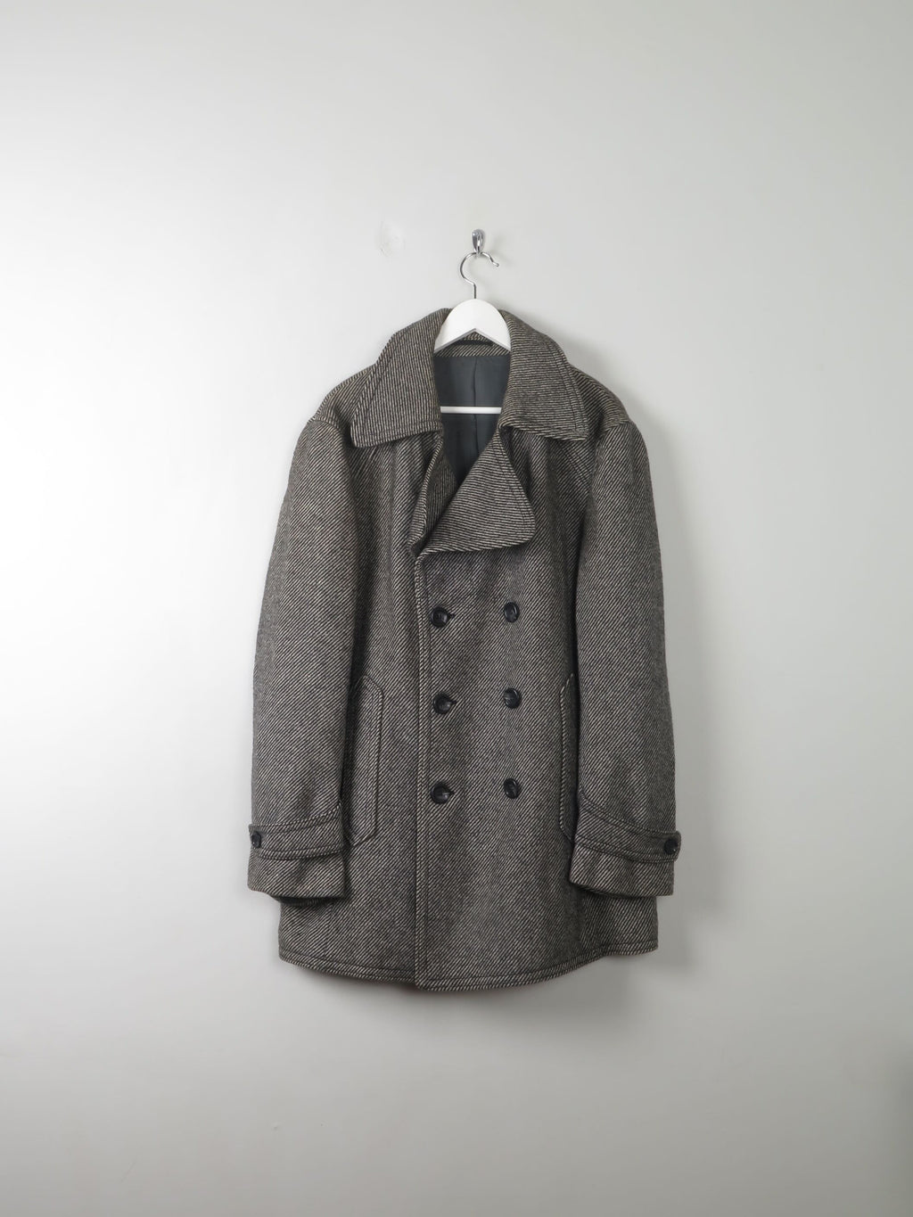 Men's Grey Vintage Tweed Short Coat 42"/M - The Harlequin
