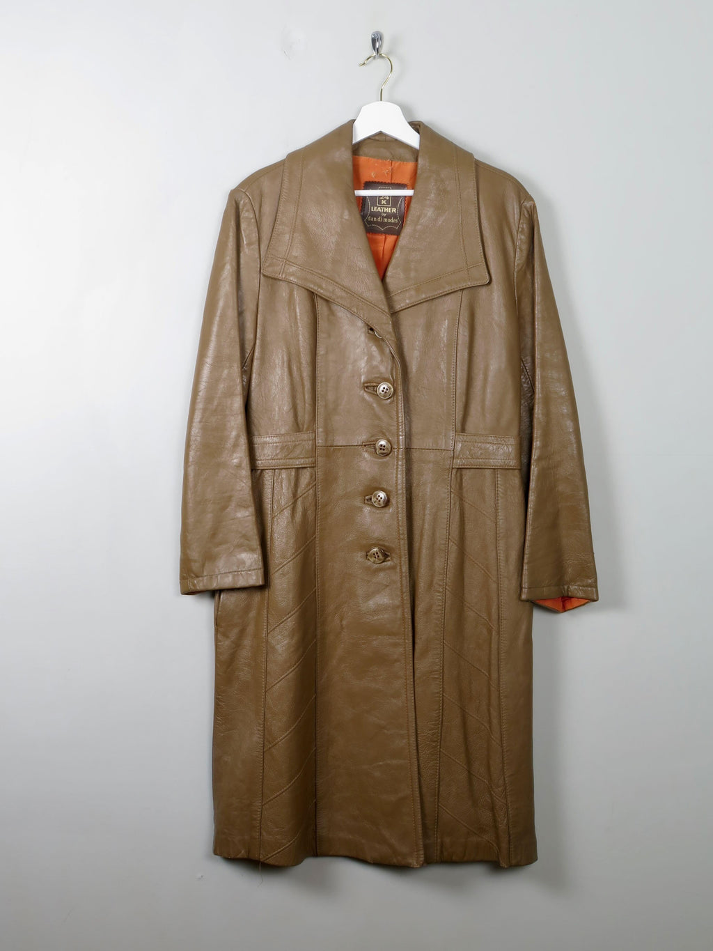 Women's Caramel Vintage Leather Coat 1970s M - The Harlequin