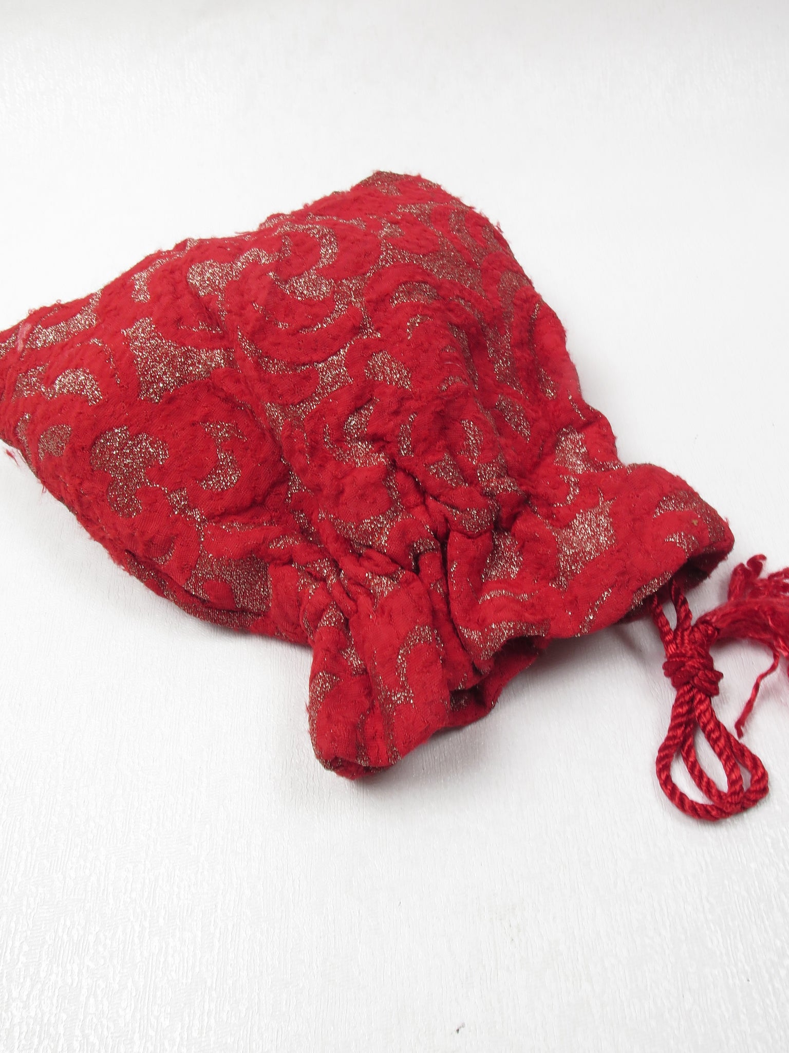 Vintage 1920s Red Paupers Bag With Wrist Strap - The Harlequin