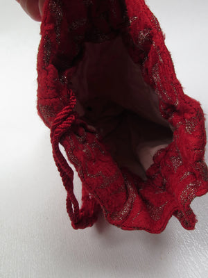 Vintage 1920s Red Paupers Bag With Wrist Strap - The Harlequin